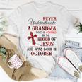 Covered By The Blood Of Jesus And Was Born In October Women T-shirt Unique Gifts