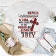 A Girl Covered By The Blood Of Jesus Born In July Birthday Women T-shirt Unique Gifts