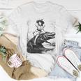 Girl Riding Alligator | Weird Funny Florida Crocodile Meme Women T-shirt Short Sleeve Graphic Personalized Gifts