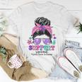 Groovy Support Squad Messy Bun Thyroid Cancer Awareness Women T-shirt Unique Gifts