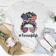 Happy July 4Th Firefighters Wife Life Messy Buns Flag Women T-shirt Unique Gifts