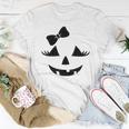 Jack O Lantern Eyelashes Pumpkin Face Halloween Girls Women T-shirt Unique Gifts