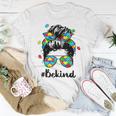 Be Kind Autism Awareness Messy Bun Girl Woman Women T-shirt Unique Gifts