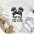 Be Kind Autism Awareness Messy Bun Girls Mom Mothers Women T-shirt Unique Gifts