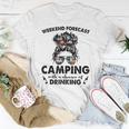Messy Buns Girl Go Camping With Chance Of Drinking Women T-shirt Unique Gifts