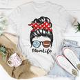Mom Life Messy Bun Hair Football Volleyball Mom Women T-shirt Unique Gifts