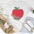 Red Apple With Flowers Proud Teacher Life Teaching Job Pride Women T-shirt Unique Gifts