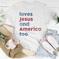 Retro Loves Jesus And America Too God Christian 4Th Of July Women T-shirt Unique Gifts