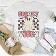 Spooky Vibes Halloween Ghost Costume Retro Groovy Women T-shirt Funny Gifts