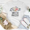 Sweet Tea And Jesus Floral Flowers Mom Women T-shirt Unique Gifts