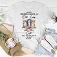 Never Underestimate An Old Lady Who Loves Cats July Women T-shirt Unique Gifts