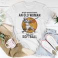 Never Underestimate An Old Woman Who Loves Softball Vintage Women T-shirt Funny Gifts