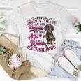 Never Underestimate An Old Woman Who Loves Wine & Dachshunds Women T-shirt Unique Gifts
