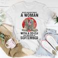 Never Underestimate A Woman With A Dd-214 September Women T-shirt Unique Gifts