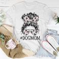 Women's Messy Bun Mom Dog Mom Glasses Fun Dog Lovers Women T-shirt Unique Gifts