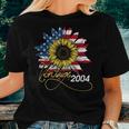 16Th Birthday Sunflower Vintage Born In 2004 American Flag Women T-shirt Gifts for Her