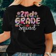 2Nd Grade Squad Colorful Flowers Matching Students Teacher Women T-shirt Gifts for Her