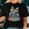 Ally Cat Straight Lgbt Supporter Gay Pride Ally Rainbow Women T-shirt Gifts for Her