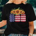 American Flag Sunflower 4Th Of July Independence Usa Day Women T-shirt Gifts for Her