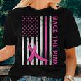 Back The Pink Ribbon Flag Breast Cancer Warrior Women T-shirt Gifts for Her