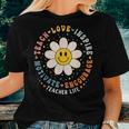 Back To School Teach Love Inspire Retro Teacher Daisy Flower Women T-shirt Gifts for Her