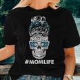 Baseball Mom Life Dia De Los Muertos Messy Bun Sugar Skull Women T-shirt Gifts for Her