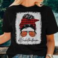 Basketball Mom Red Plaid Messy Bun Basketball Player Women T-shirt Gifts for Her