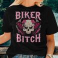 Biker Bitch Skull Motorcycle Wife Sexy Babe Chick Lady Rose Women T-shirt Gifts for Her