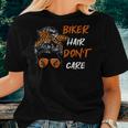 Biker Hair Dont Care For Bike Lovers Messy Bun Women T-shirt Gifts for Her