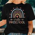 Boho Rainbow Hello Preschool First Day Of School Teacher For Teacher Women T-shirt Gifts for Her