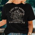 I Like My Books Spicy And My Coffee Icy Skeleton Book Lovers For Coffee Lovers Women T-shirt Crewneck Gifts for Her