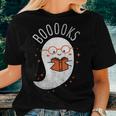 Booooks Ghost Funny Halloween Teacher Book Library Reading Gift For Women Women Crewneck Short T-shirt Gifts for Her