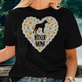 Boxer Dog Mom On Love Heart White Daisy Flowers Boxer Women T-shirt Gifts for Her