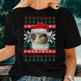 Calico Cat Ugly Christmas Sweater Style Santa Hat Kitty Mom Women T-shirt Gifts for Her