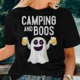 Camping And Boos Cute Ghost Halloween Drinking Beer Women T-shirt Gifts for Her