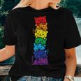 Cat Stack Rainbow Gay Pride Cute Lgbt Animal Pet Lover Women T-shirt Crewneck Gifts for Her