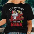 Christmas Santa Claus Drinking Beer Wonderful Time Drinking s Women T-shirt Gifts for Her