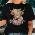 Cute Baby Highland Cow With Flowers Calf Animal Christmas Women T-shirt Gifts for Her