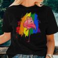 Cute Pink Flamingo Rainbow Flag Lgbt Gay Lesbian Pride Month Women T-shirt Gifts for Her