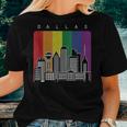 Dallas Texas City Skyline Lgbt Rainbow Flag Gay Pride Women T-shirt Crewneck Gifts for Her
