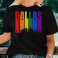 Dallas Texas Skyline Lgbtq Gay Pride Rainbow Women T-shirt Gifts for Her
