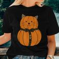 Fall Thanksgiving Cutest Pumpkin Cat Face Whiskers Halloween Fall Thanksgiving Women T-shirt Gifts for Her