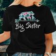 Floral Big Sister Bear Matching Buffalo Pajama Women T-shirt Gifts for Her