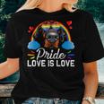 Fun Lgbt Pride Love Is Love Rainbow Doberman Dog Women T-shirt Gifts for Her