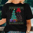 Cat Lovers Black Cat Santa Hat Ugly Christmas Sweater Women T-shirt Gifts for Her