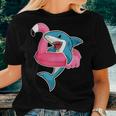 Funny Flamingo Float Summer Shark Floating Women T-shirt Short Sleeve Graphic Gifts for Her
