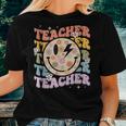 Funny Hippie Face Teacher Back To School Teachers Day  Women T-shirt Short Sleeve Graphic Gifts for Her