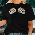 Gay Les Pride Rainbow Boobs Skeleton Hand Lgbt Gay Women T-shirt Gifts for Her