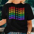 Gay Pride March Rainbow Lgbt Equality Groovy Love Is Love Women T-shirt Gifts for Her