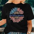 God Bless America Patriotic 4Th Of July Sunflower Usa Flag Women T-shirt Gifts for Her